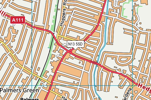 N13 5SD map - OS VectorMap District (Ordnance Survey)