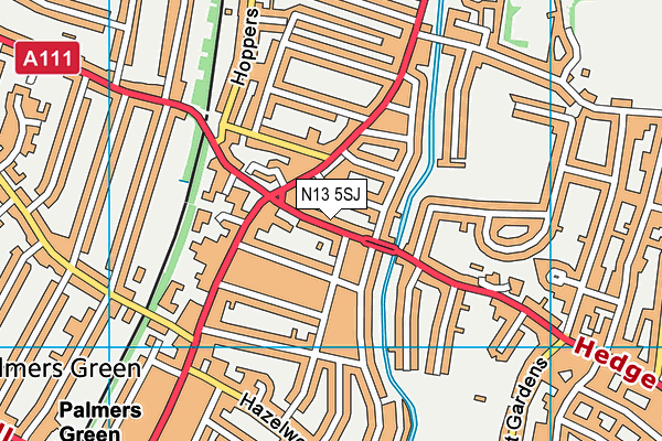 N13 5SJ map - OS VectorMap District (Ordnance Survey)
