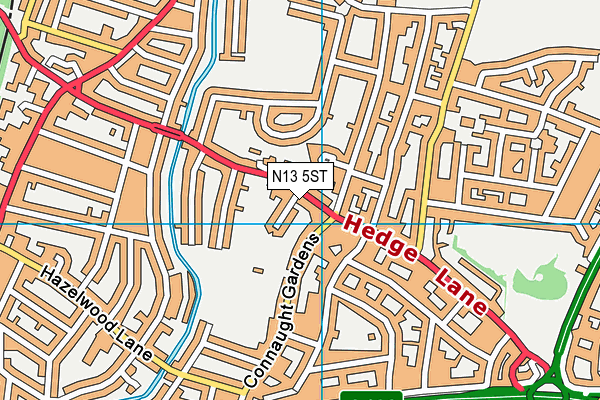 Hazelwood Sports Ground map (N13 5ST) - OS VectorMap District (Ordnance Survey)