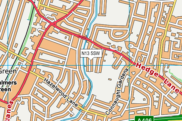 N13 5SW map - OS VectorMap District (Ordnance Survey)