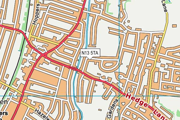 N13 5TA map - OS VectorMap District (Ordnance Survey)