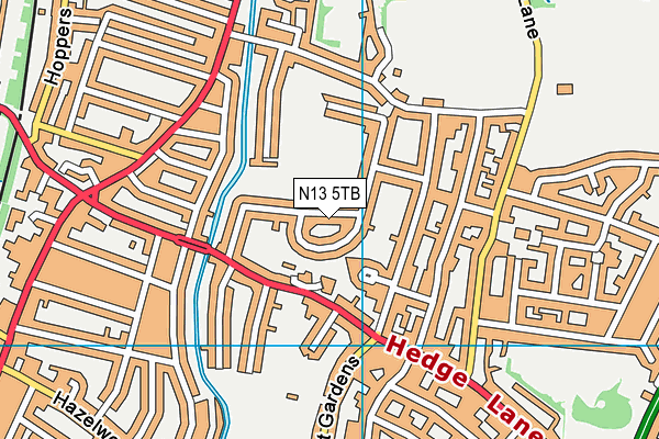 N13 5TB map - OS VectorMap District (Ordnance Survey)