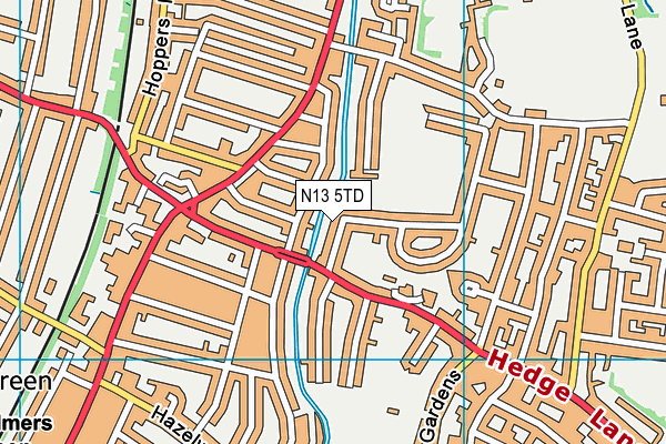 N13 5TD map - OS VectorMap District (Ordnance Survey)