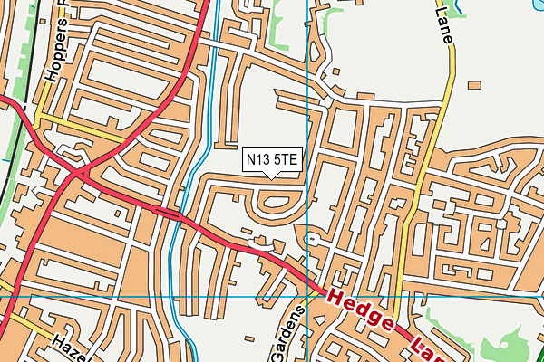 N13 5TE map - OS VectorMap District (Ordnance Survey)