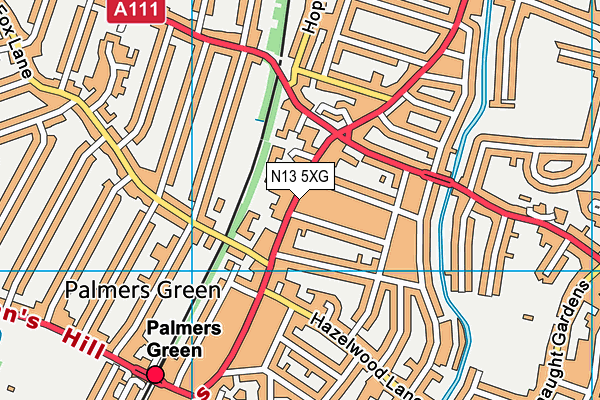 N13 5XG map - OS VectorMap District (Ordnance Survey)