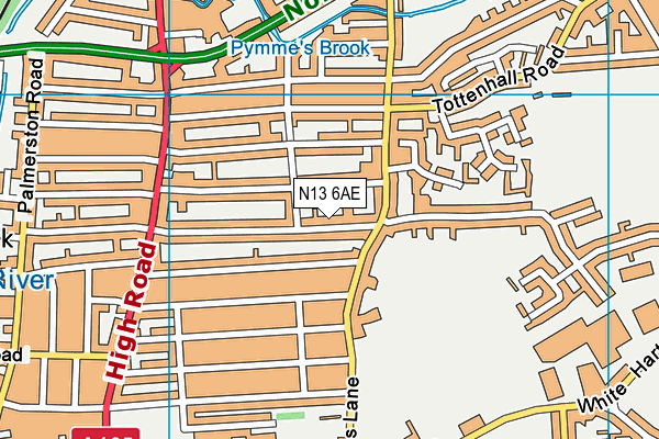 N13 6AE map - OS VectorMap District (Ordnance Survey)