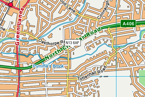 N13 6AF map - OS VectorMap District (Ordnance Survey)
