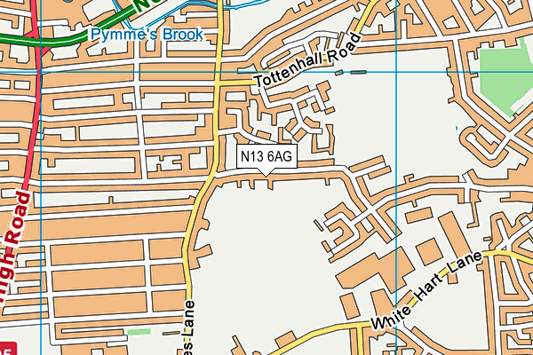 N13 6AG map - OS VectorMap District (Ordnance Survey)