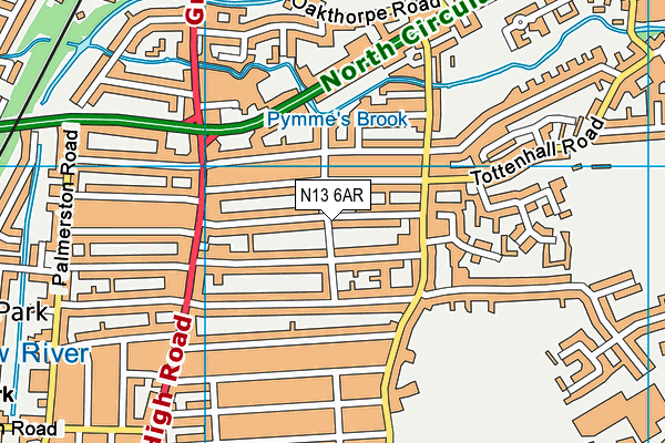 N13 6AR map - OS VectorMap District (Ordnance Survey)