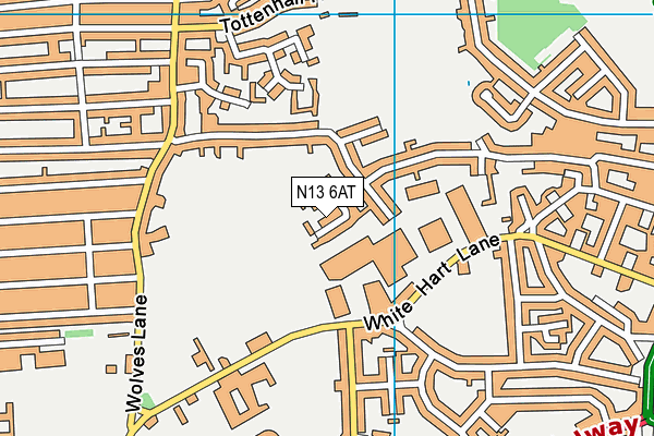 N13 6AT map - OS VectorMap District (Ordnance Survey)