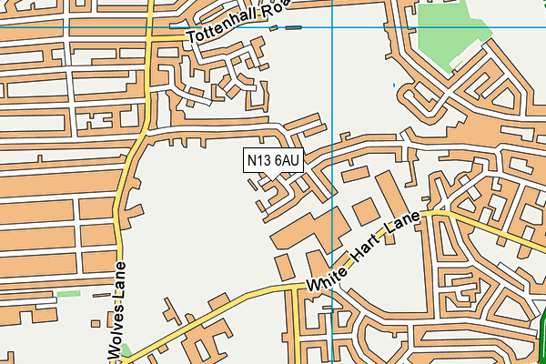 N13 6AU map - OS VectorMap District (Ordnance Survey)