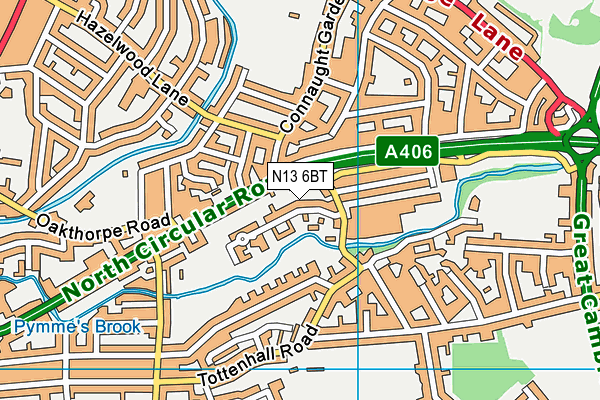 N13 6BT map - OS VectorMap District (Ordnance Survey)