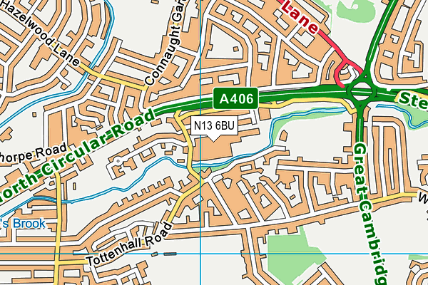 N13 6BU map - OS VectorMap District (Ordnance Survey)