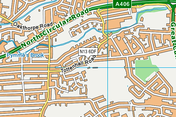 N13 6DF map - OS VectorMap District (Ordnance Survey)
