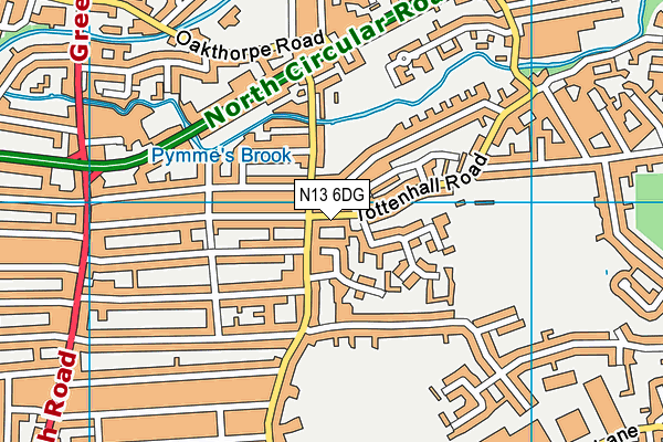 N13 6DG map - OS VectorMap District (Ordnance Survey)