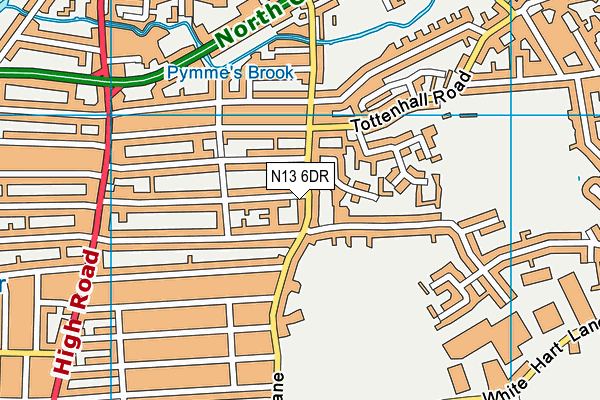 N13 6DR map - OS VectorMap District (Ordnance Survey)