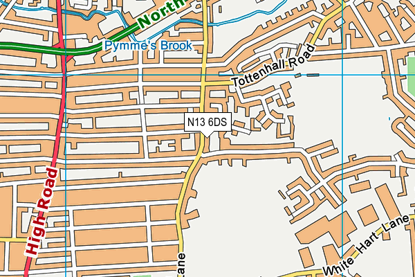 N13 6DS map - OS VectorMap District (Ordnance Survey)