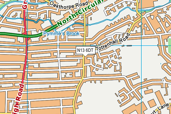 N13 6DT map - OS VectorMap District (Ordnance Survey)