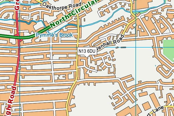 N13 6DU map - OS VectorMap District (Ordnance Survey)