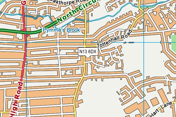 N13 6DX map - OS VectorMap District (Ordnance Survey)