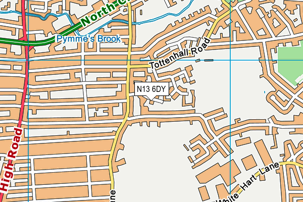 N13 6DY map - OS VectorMap District (Ordnance Survey)