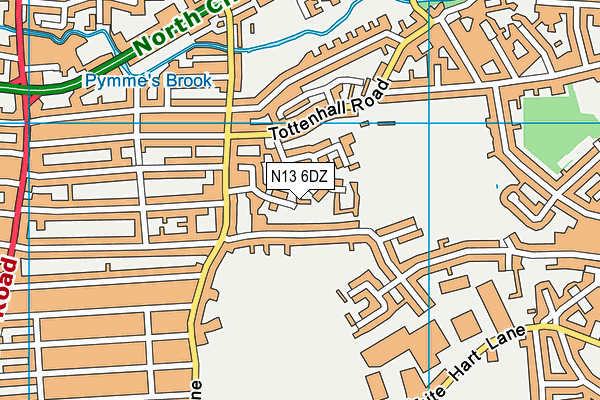 N13 6DZ map - OS VectorMap District (Ordnance Survey)
