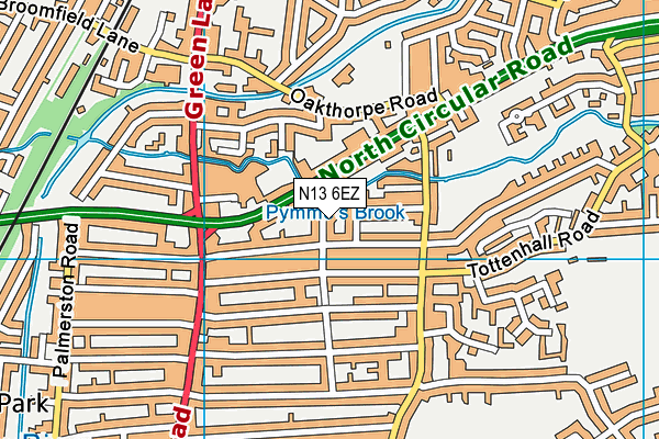 N13 6EZ map - OS VectorMap District (Ordnance Survey)