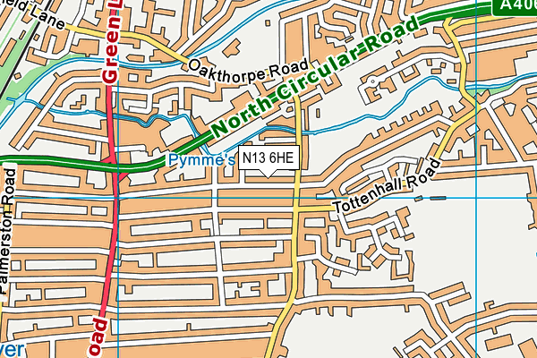 N13 6HE map - OS VectorMap District (Ordnance Survey)