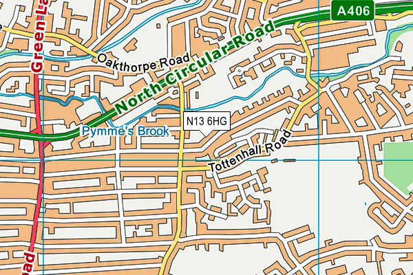N13 6HG map - OS VectorMap District (Ordnance Survey)