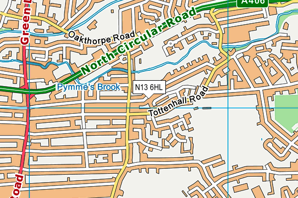 N13 6HL map - OS VectorMap District (Ordnance Survey)