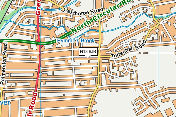 N13 6JB map - OS VectorMap District (Ordnance Survey)