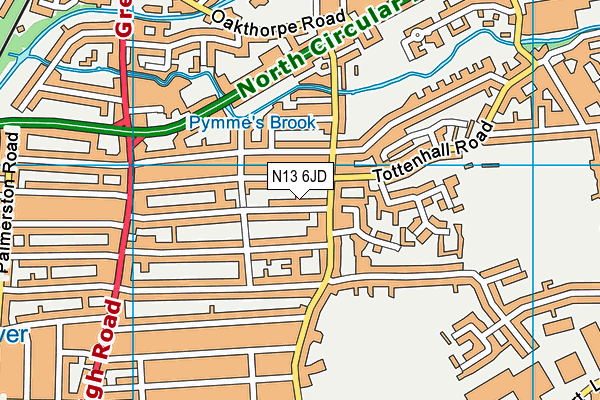 N13 6JD map - OS VectorMap District (Ordnance Survey)