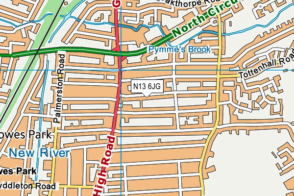 N13 6JG map - OS VectorMap District (Ordnance Survey)