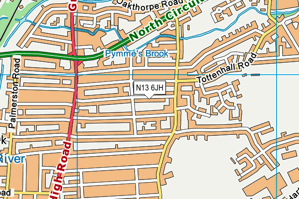 N13 6JH map - OS VectorMap District (Ordnance Survey)