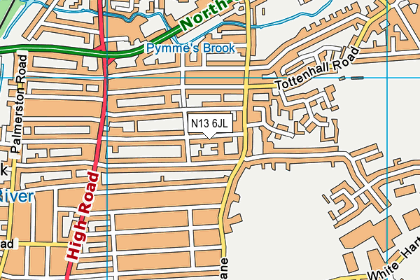 N13 6JL map - OS VectorMap District (Ordnance Survey)