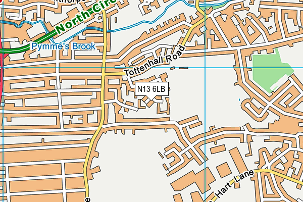 N13 6LB map - OS VectorMap District (Ordnance Survey)