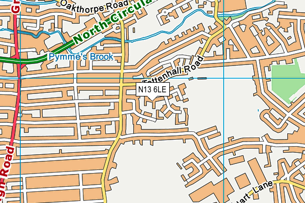 N13 6LE map - OS VectorMap District (Ordnance Survey)