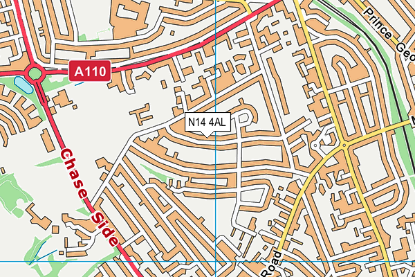 N14 4AL map - OS VectorMap District (Ordnance Survey)
