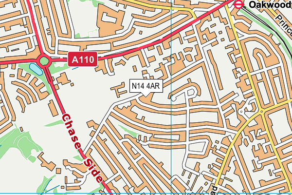 N14 4AR map - OS VectorMap District (Ordnance Survey)