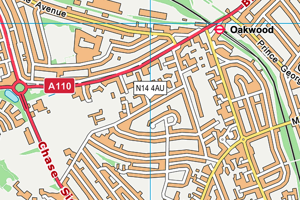 N14 4AU map - OS VectorMap District (Ordnance Survey)