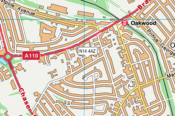 N14 4AZ map - OS VectorMap District (Ordnance Survey)