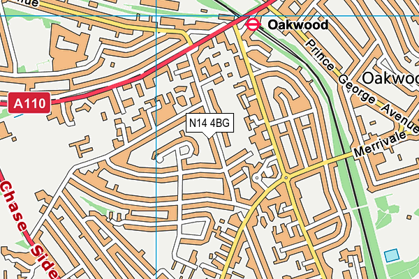 N14 4BG map - OS VectorMap District (Ordnance Survey)