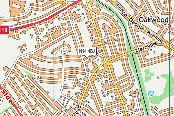N14 4BJ map - OS VectorMap District (Ordnance Survey)