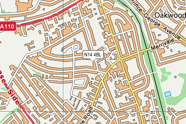 N14 4BL map - OS VectorMap District (Ordnance Survey)