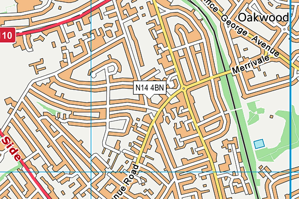 N14 4BN map - OS VectorMap District (Ordnance Survey)