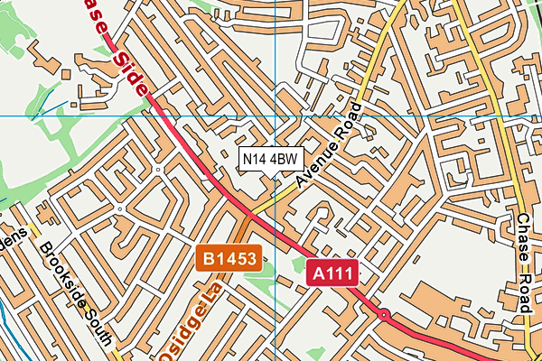 N14 4BW map - OS VectorMap District (Ordnance Survey)