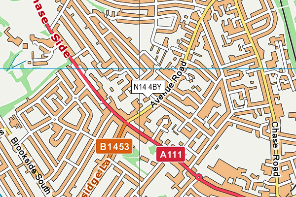 N14 4BY map - OS VectorMap District (Ordnance Survey)