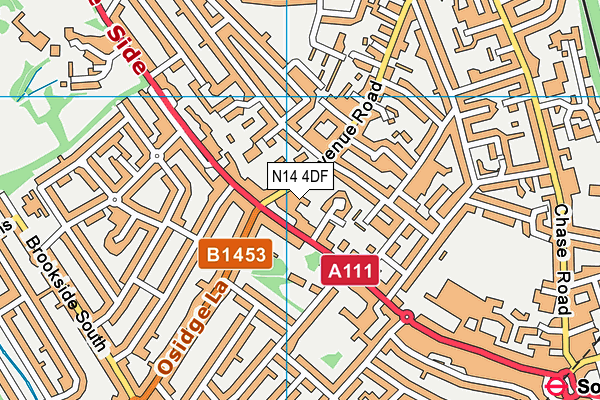 N14 4DF map - OS VectorMap District (Ordnance Survey)