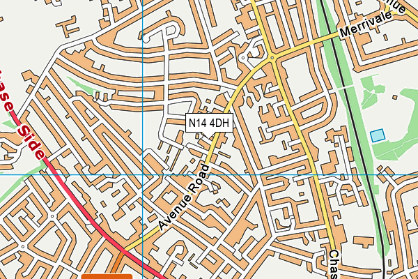 N14 4DH map - OS VectorMap District (Ordnance Survey)