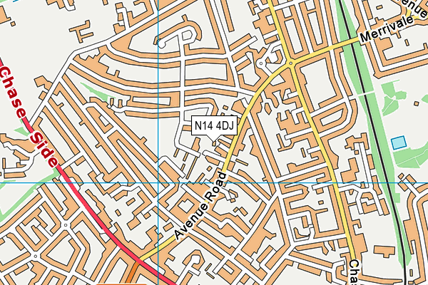 N14 4DJ map - OS VectorMap District (Ordnance Survey)